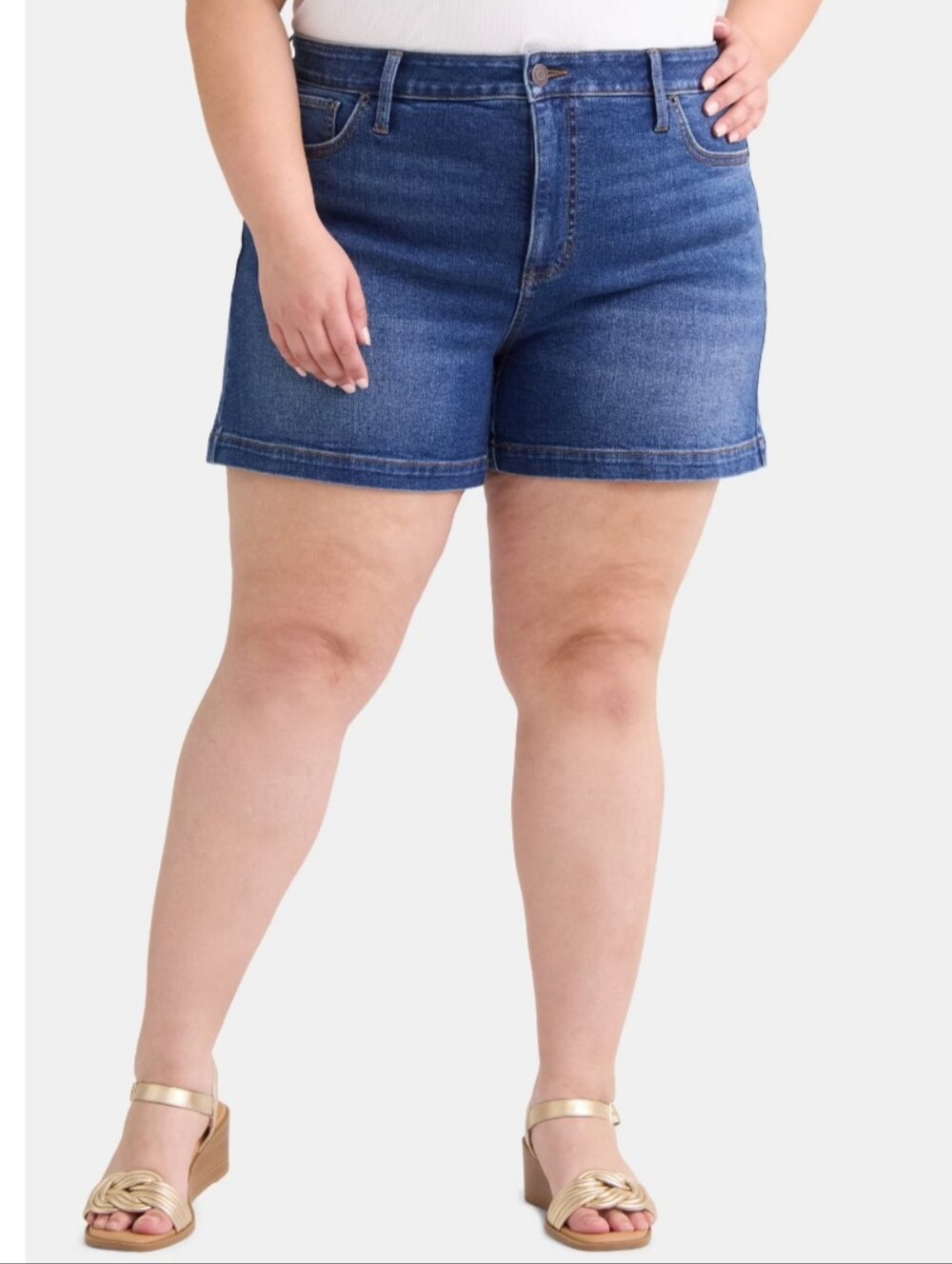 NWT Jen7 By 7 For All Mankind High-Rise Denim Shorts in Medium Blue Size 20W